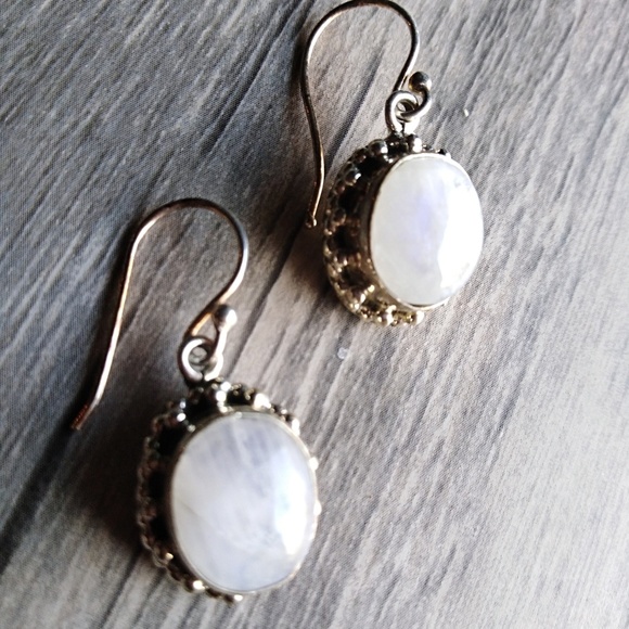Rainbow moonstone earrings Sterling Silver - Picture 4 of 4